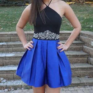 Juniors Teeze Me Special Occasion Royal Blue/Black/Rhinestone Dress - Size 5